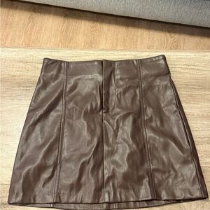 Astr Faux Leather Chocolate Brown Leather Skirt